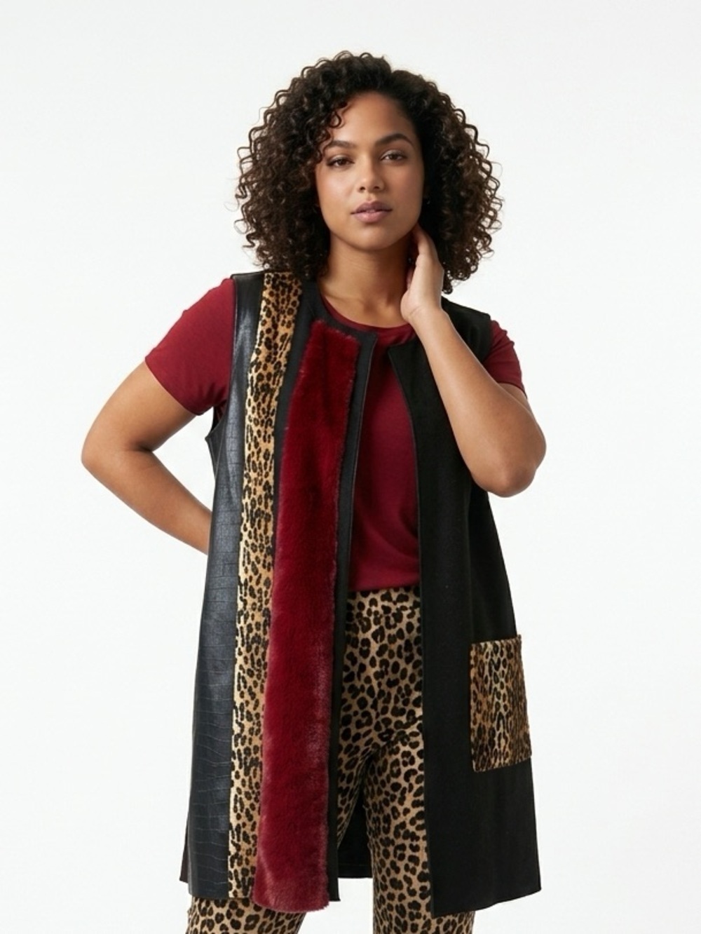 Jane & John mixed fabric vest